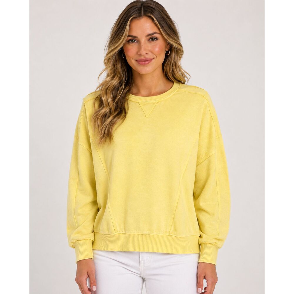 Six/Fifty Sweatshirt XS Yellow Oversized Dolman Batwing Sleeve Pullover Top